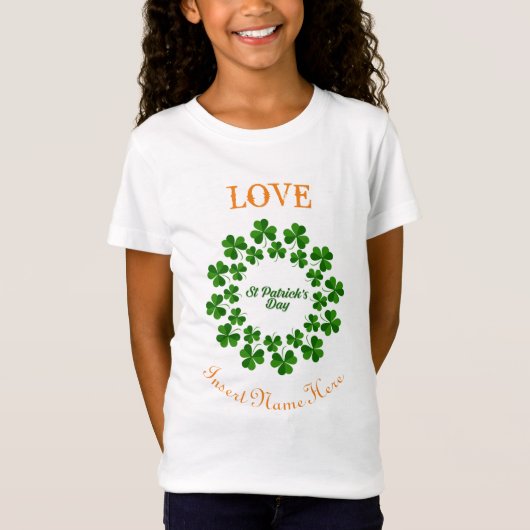 T-Shirt Love St Patrick's Day Cercle Shamrock personnalisé (Devant)