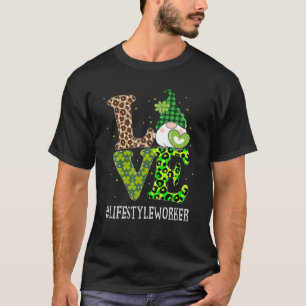 T-shirt Love St Patricks Day Gnome Leopar