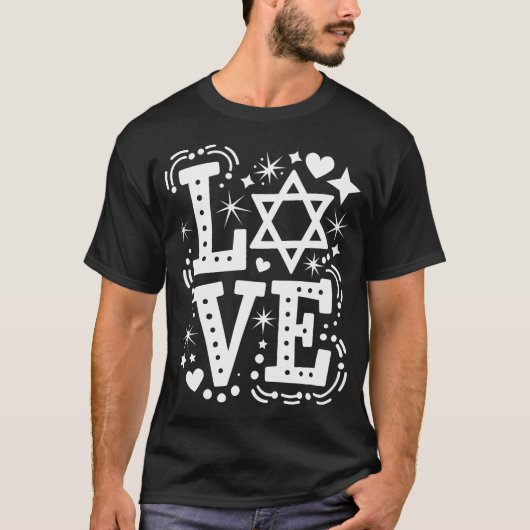 T-shirt Love Star Of David Jewish (Devant)