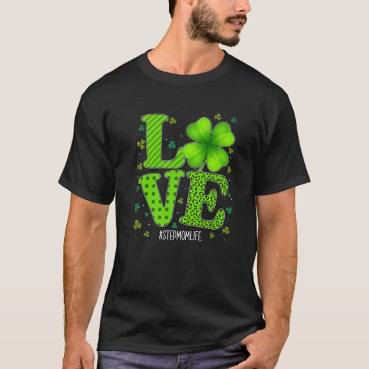 T-shirt Love Stepmaman Green Plaid Leopard St Patrick's Da (Devant)