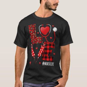 T-shirt LOVE Stethoscope Coeur Infirmière Funny Valentine
