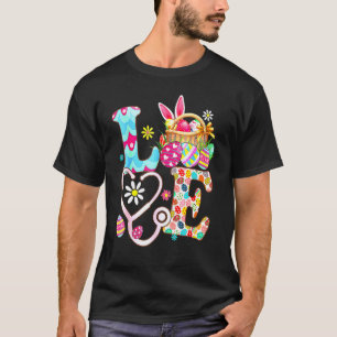 T-shirt Love Stethoscope Scrub Life Nurse Bunny Jour de Pâ