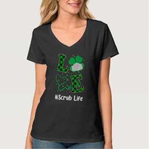 T-shirt Love Stethoscope Scrub Shamrock de vie D