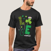 T-shirt Love Stethoscope Syringe Infirmière Vie St Patrick (Devant)