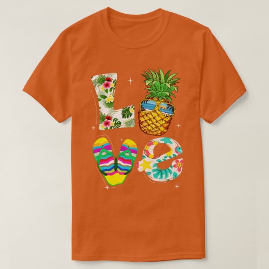 T-shirt Love Summer Beach Vie Ananas Tropical Flip Flo (Design devant)