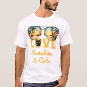 T-shirt LOVE Sunshine & Cats Tropical Black Cat été