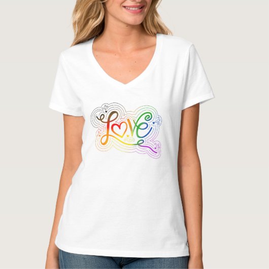 T-shirt Love Swirl Doodle LGBTQ+ POC Pride Indicateur (Devant)