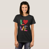 T-shirt Love Teacher School Happy Valentine's Day (Devant entier)