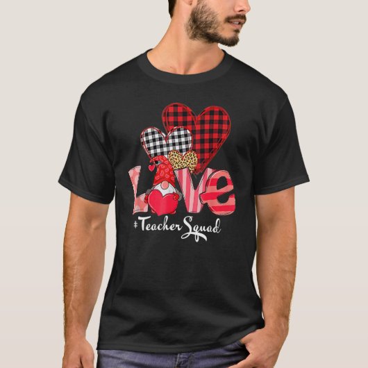 T-shirt Love Teacher Squad Gnome Hearts Valentines Gnome T (Devant)