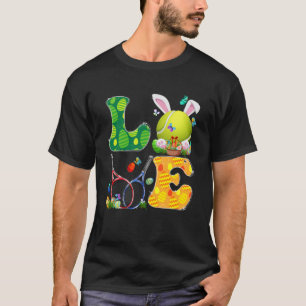 T-shirt Love Tennis Ball & Rackets Bunny Ears Pâques Jour