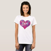 T-shirt Love Texte forme coeur Cascade de couleur (Devant entier)