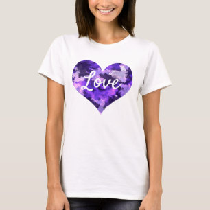 T-shirt Love Texte forme coeur violet Cool et bleu