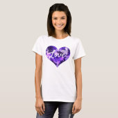 T-shirt Love Texte forme coeur violet Cool et bleu (Devant entier)