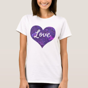 T-shirt Love Texte Forme de coeur Marbre pourpre