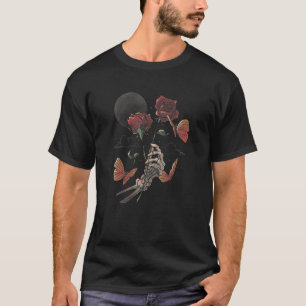 T-shirt Love Thorns Skeleton Fleur Halloween Roses Japane