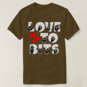 T-shirt LOVE TO BITS text and ASL Sign language design (Design devant)