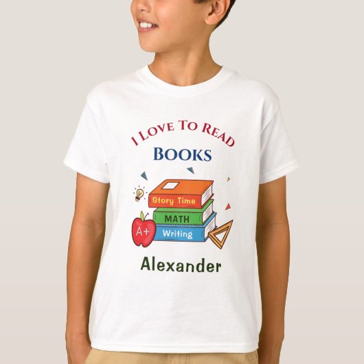 T-shirt Love To Read Books Reader Lecture Personnaliser (Devant)
