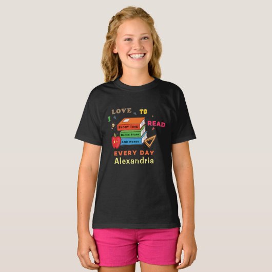 T-shirt Love To Read Books Reader Lecture Personnaliser (Devant entier)