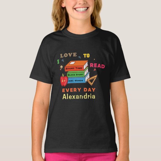 T-shirt Love To Read Books Reader Lecture Personnaliser (Devant)