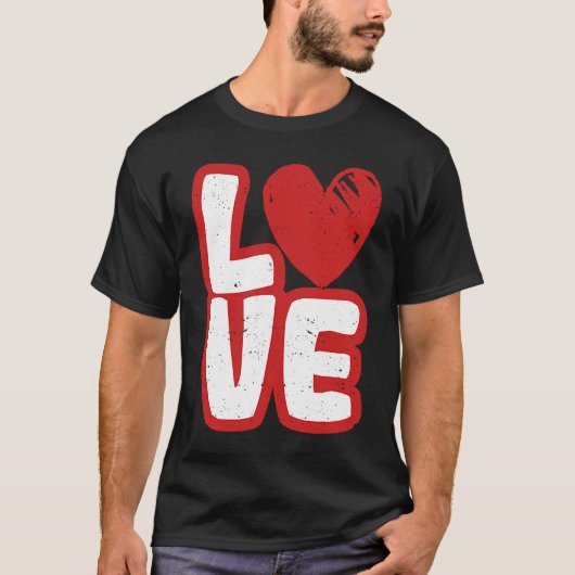 T-shirt Love Typography Hearts Valentine's Day  Romantic C (Devant)