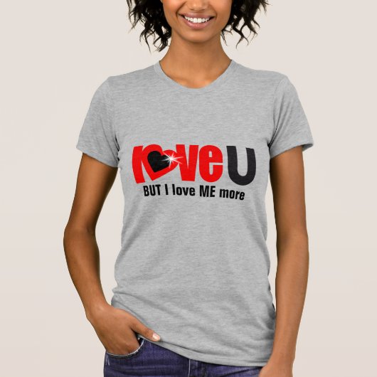T-shirt "love U" MAIS je m'aime PLUS rouge noir top (Devant)