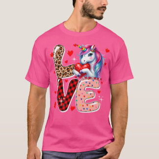 T-shirt Love Unicorn Leopard Cute Hearts Valentine'S Day K