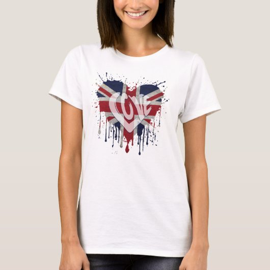 T-shirt Love United Kingdom Flag (Devant)