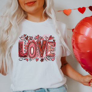 T-shirt LOVE Valentine T-shirt, coeur et fleurs