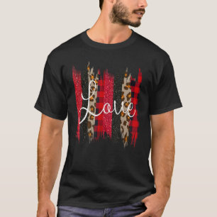 T-shirt Love Valentine's Day Leopard Brush Strokes femmes