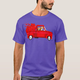 T-shirt Love Valentines Jour Cute Beagle Camion Rouge