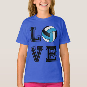 T-shirt Love Volleyball - Bébé bleu, blanc et noir