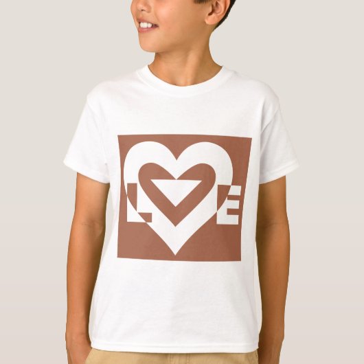 T-shirt Love White sur Brown (Devant)