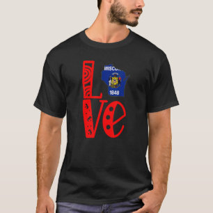 T-shirt Love Wisconsin En Lettres En Bloc