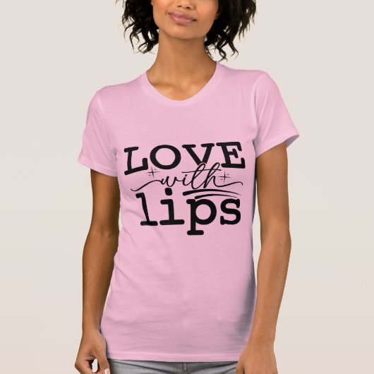 T-shirt Love with Lips Kissmark Valentine Typography (Devant)