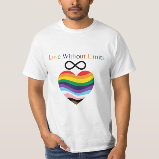 T-shirt Love Without Limits – Rainbow Heart with Infinity (Devant)