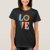 T-shirt LOVE, y compris Rainbow et Progressive Pride Flag (Devant)