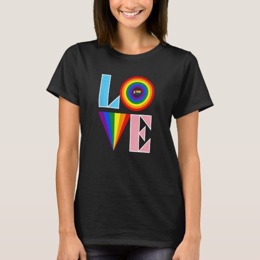 T-shirt LOVE, y compris Rainbow et Progressive Pride Flag (Devant)