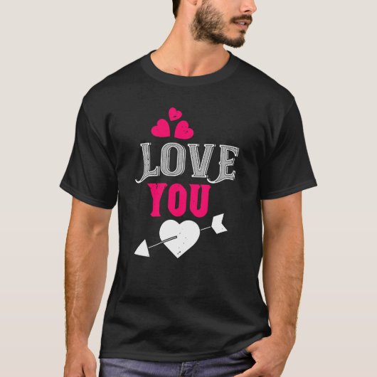 T-shirt Love You Coeur et Flèche Design (Devant)