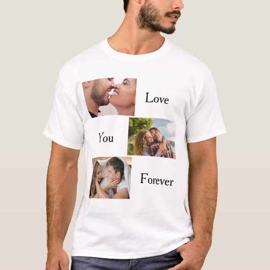 T-shirt Love You Forever Custom 3 Photo et nom Couples (Devant)