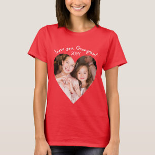 T-shirt Love You Heart Photo Frame mignonne