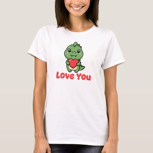 T-shirt Love You, Valentine Dinosaur (Devant)