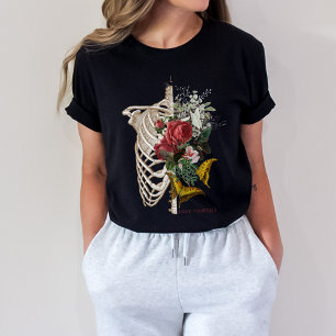 T-shirt Love Yourself Fleur de squelette