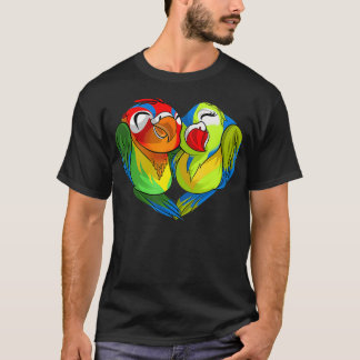 T-shirt Lovebirds Parrots Coeur mignonne Valentines