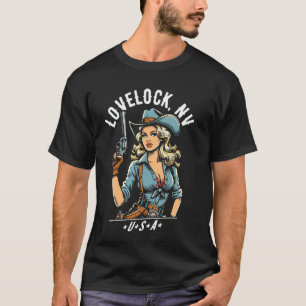 T-shirt Lovelock Nevada USA Cowgirl au pistolet Western St