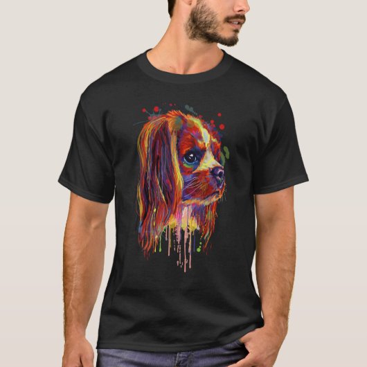 T-shirt Lovely Cavalier I Miss You Too Splash Art (Devant)
