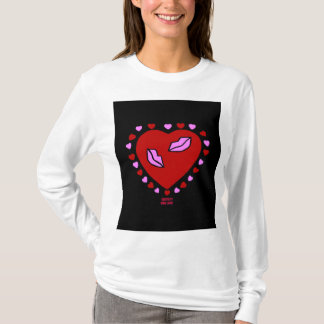 T-shirt Lovely Heart Kisses Femme à manches longues chemis