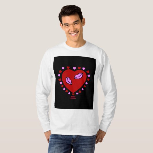 T-shirt Lovely Heart Kisses Homme's Long Sleeve Chemise (Devant entier)