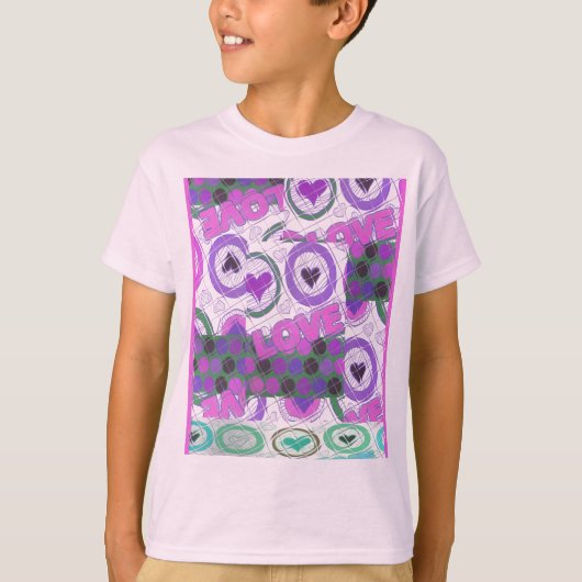 T-shirt Lovely Love Heart Motif Art Imprimer (Devant)
