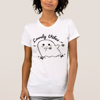 T-shirt Lovely Vibes Cute Ghost Design Black & White