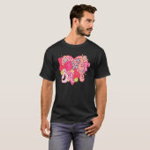 T-shirt Lover Babe Retro Checkered Groovy Heart Happy Vale (Devant entier)
